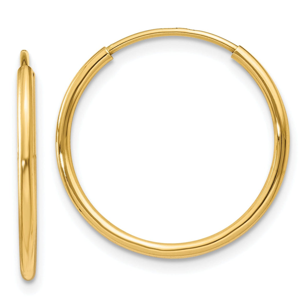 14k Yellow Gold Polished Endless Hoops 1.25mm x 20mm