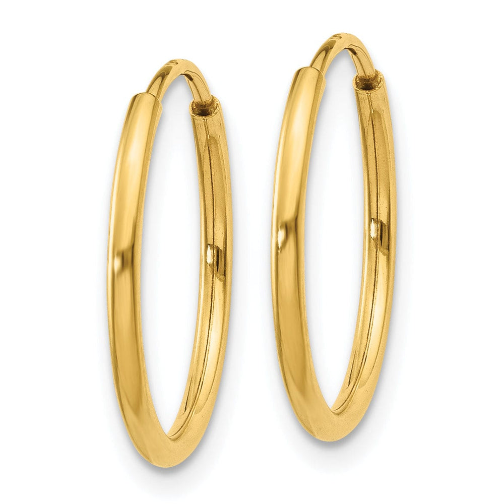 14k Yellow Gold Polished Endless Hoops 1.25mm x 16mm