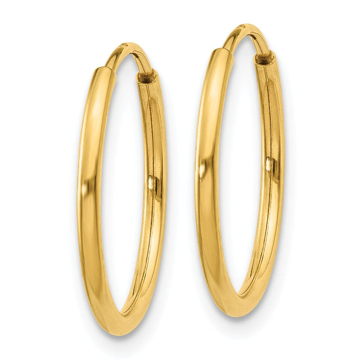 14k Yellow Gold Polished Endless Hoops 1.25mm x 16mm