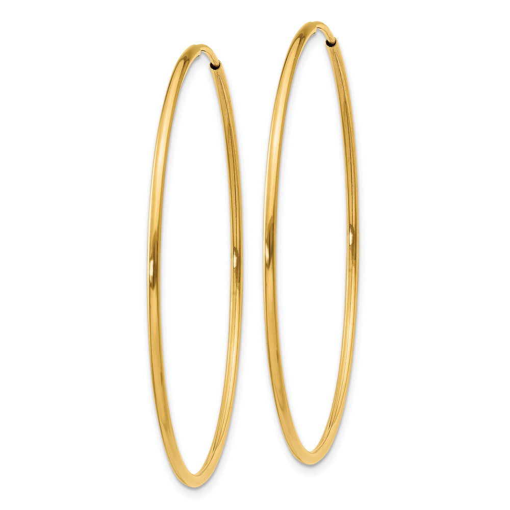 14k Yellow Gold Polished Endless Hoops 1.25mm x 40mm