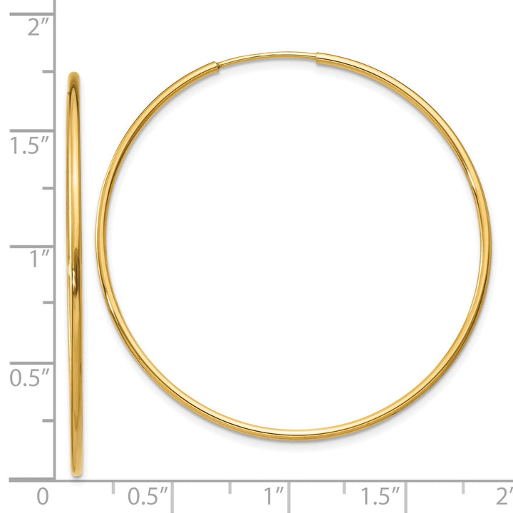 14k Yellow Gold Polished Endless Hoops 1.25mm x 40mm