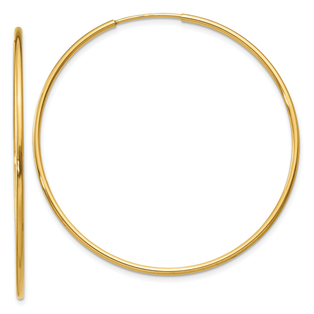 14k Yellow Gold Polished Endless Hoops 1.25mm x 40mm