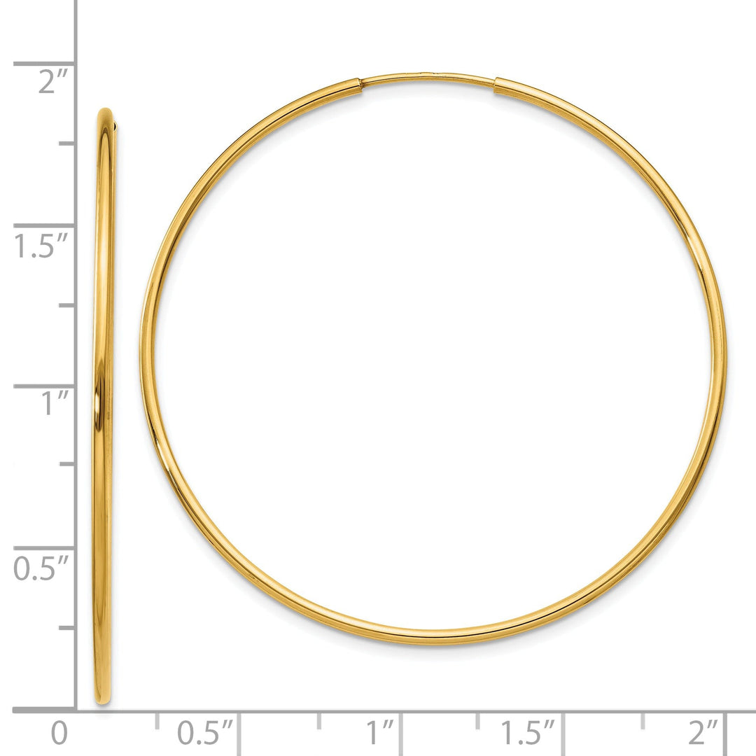 14k Yellow Gold Polished Endless Hoops 1.25mm x 46mm