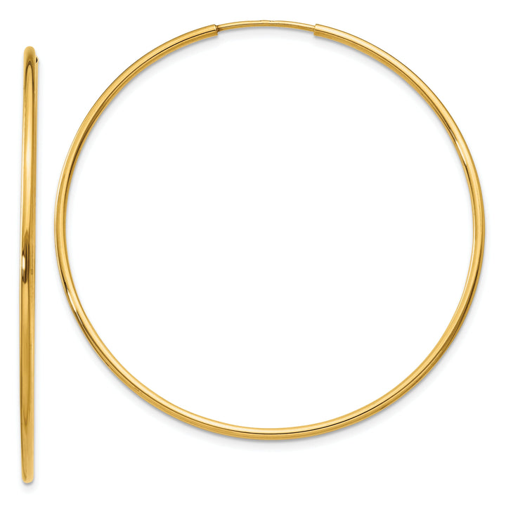 14k Yellow Gold Polished Endless Hoops 1.25mm x 46mm