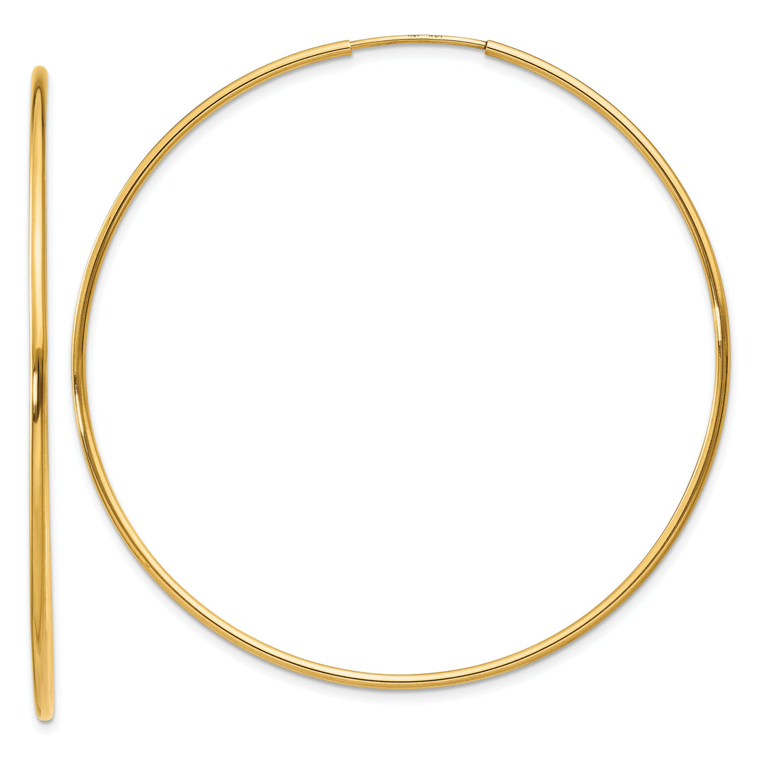 14k Yellow Gold Polished Endless Hoops 1.25mm x 54mm