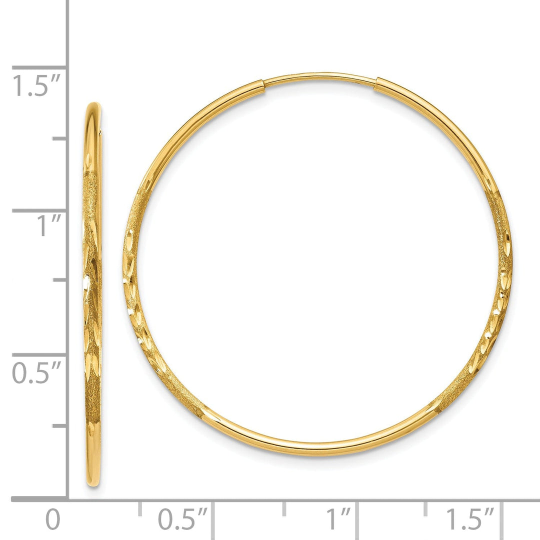 14k Yellow Gold D.C Endless Hoops 1.25mm x 17mm