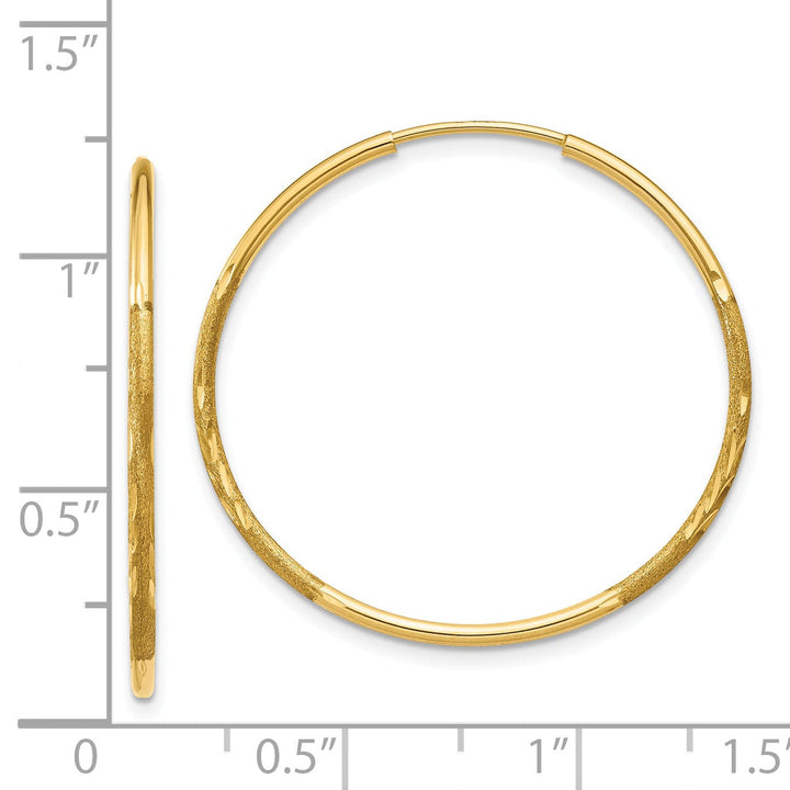 14k Yellow Gold D.C Endless Hoops 1.25mm x 26mm