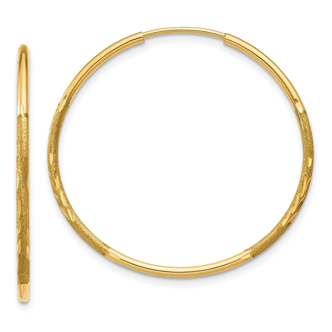 14k Yellow Gold D.C Endless Hoops 1.25mm x 26mm