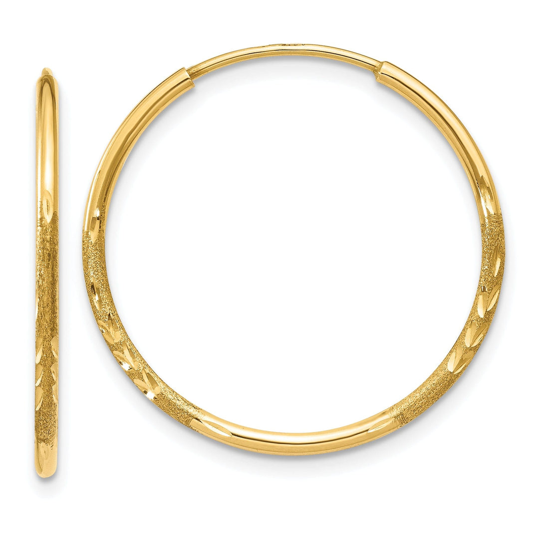 14k Yellow Gold D.C Endless Hoops 1.25mm x 21mm