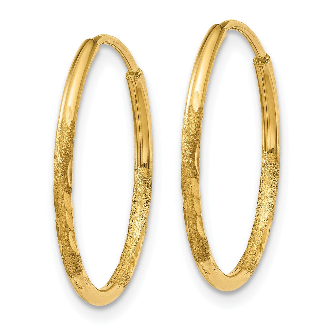 14k Yellow Gold D.C Endless Hoops 1.25mm x 17mm