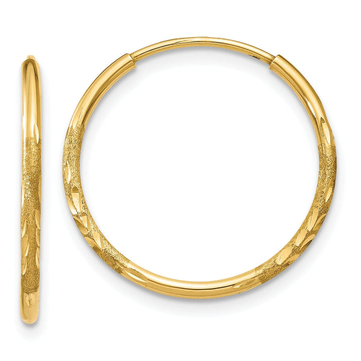 14k Yellow Gold D.C Endless Hoops 1.25mm x 17mm