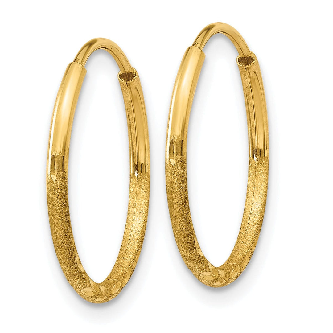 14k Yellow Gold D.C Endless Hoops 1.25mm x 14mm