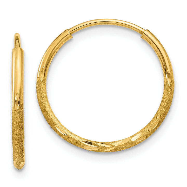 14k Yellow Gold D.C Endless Hoops 1.25mm x 14mm