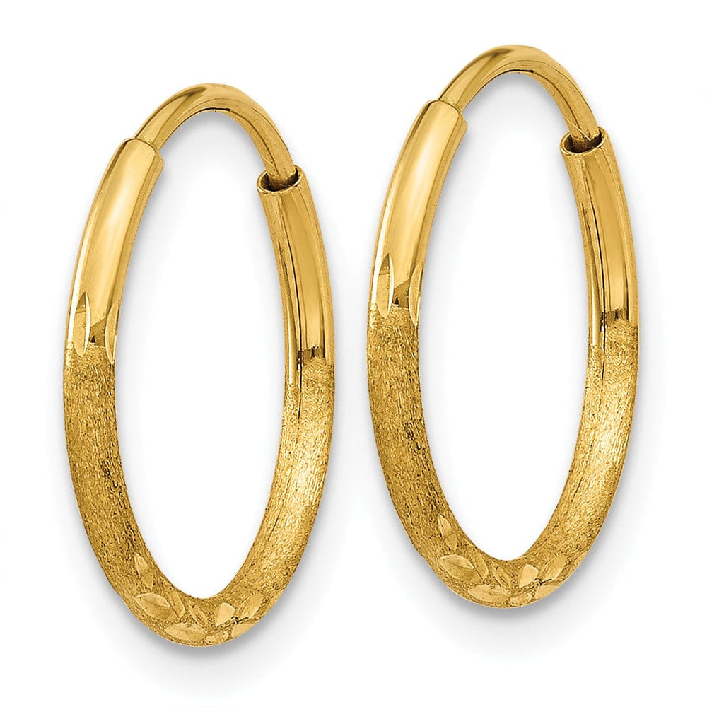 14k Yellow Gold D.C Endless Hoops 1.25mm x 12mm