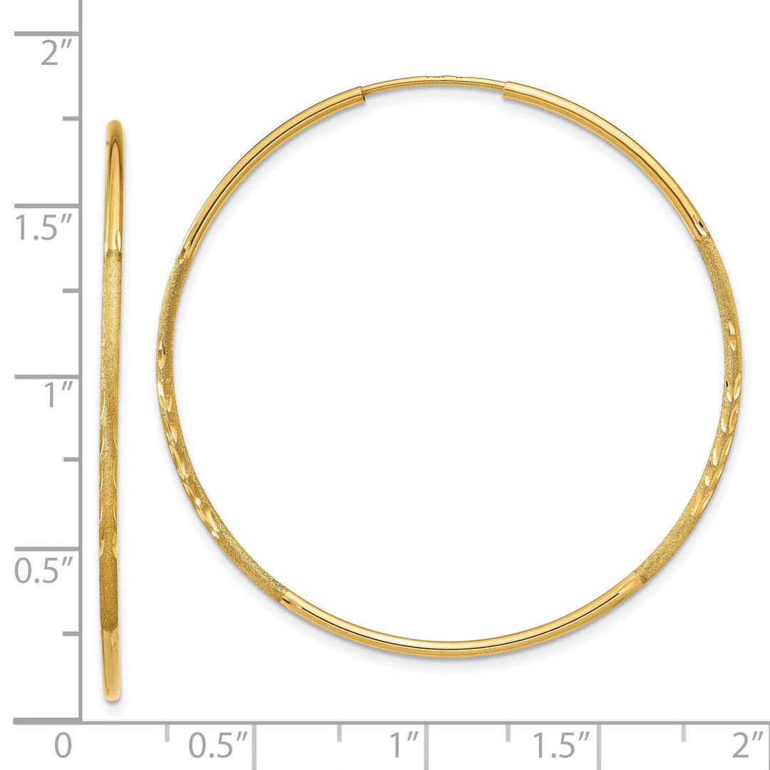 14k Yellow Gold D.C Endless Hoops 1.25mm x 41mm