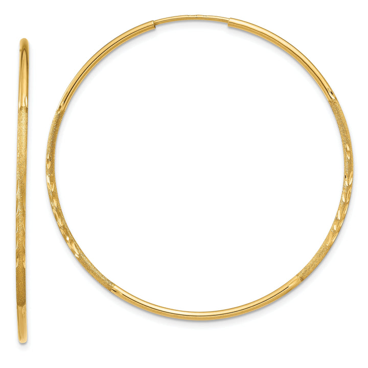 14k Yellow Gold D.C Endless Hoops 1.25mm x 41mm