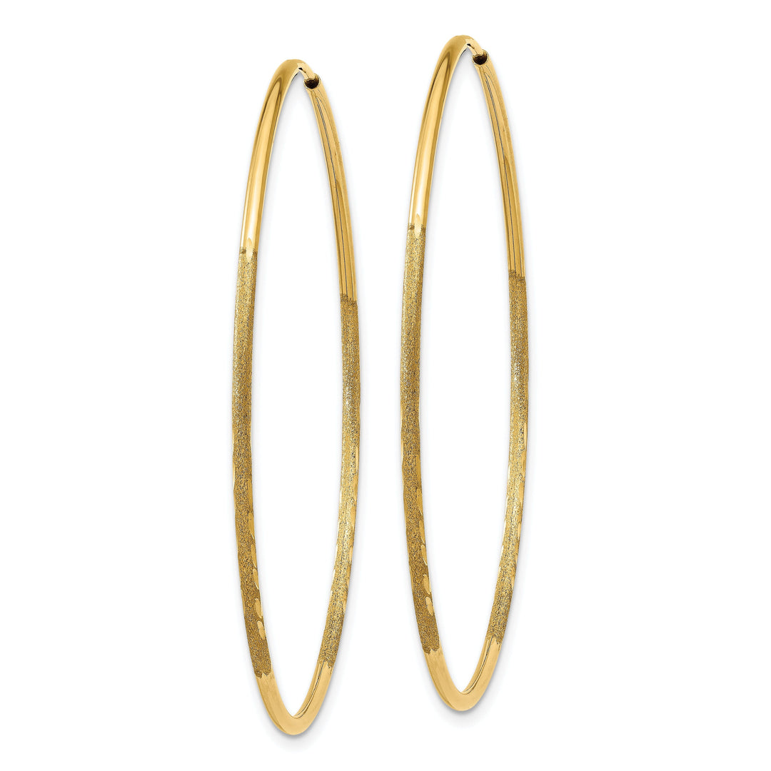 14k Yellow Gold Satin D.C Endless Hoops 1.25mm x 46mm