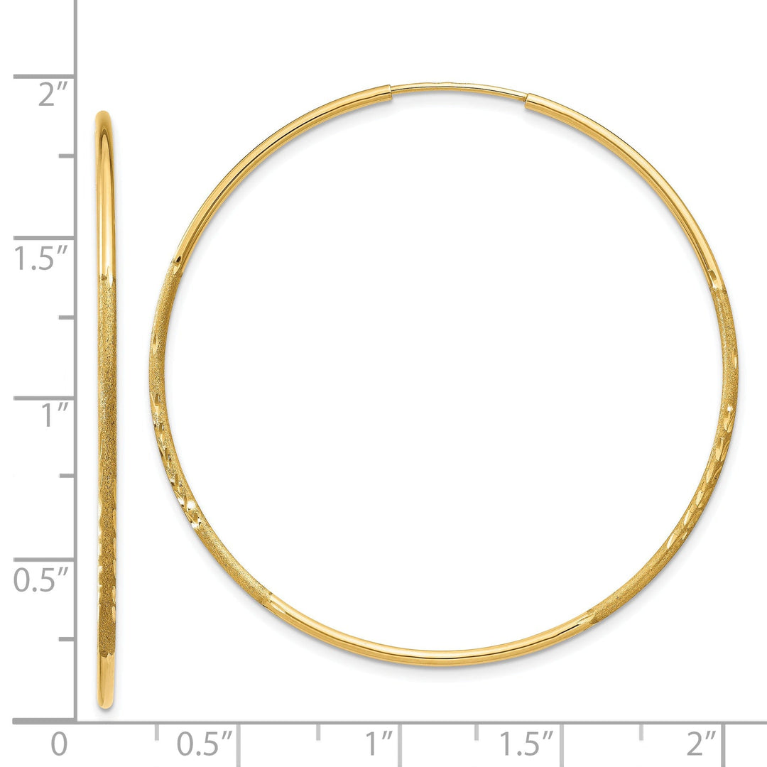14k Yellow Gold Satin D.C Endless Hoops 1.25mm x 46mm