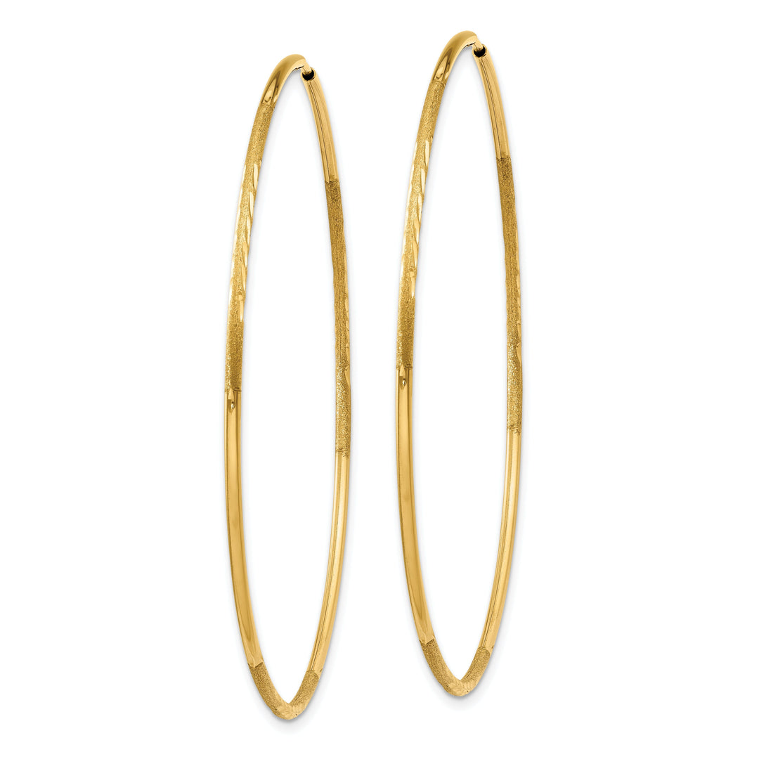 14k Yellow Gold Satin D.C Endless Hoops 1.25mm x 51mm