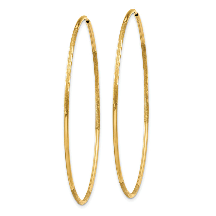 14k Yellow Gold Satin D.C Endless Hoops 1.25mm x 51mm