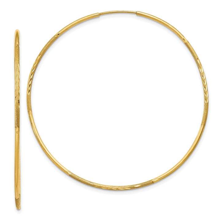 14k Yellow Gold Satin D.C Endless Hoops 1.25mm x 51mm