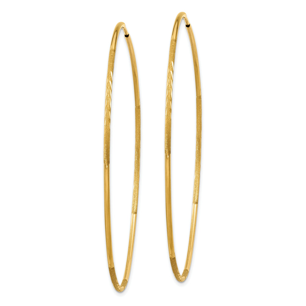 14k Yellow Gold Satin D.C Endless Hoops 1.25mm x 58mm