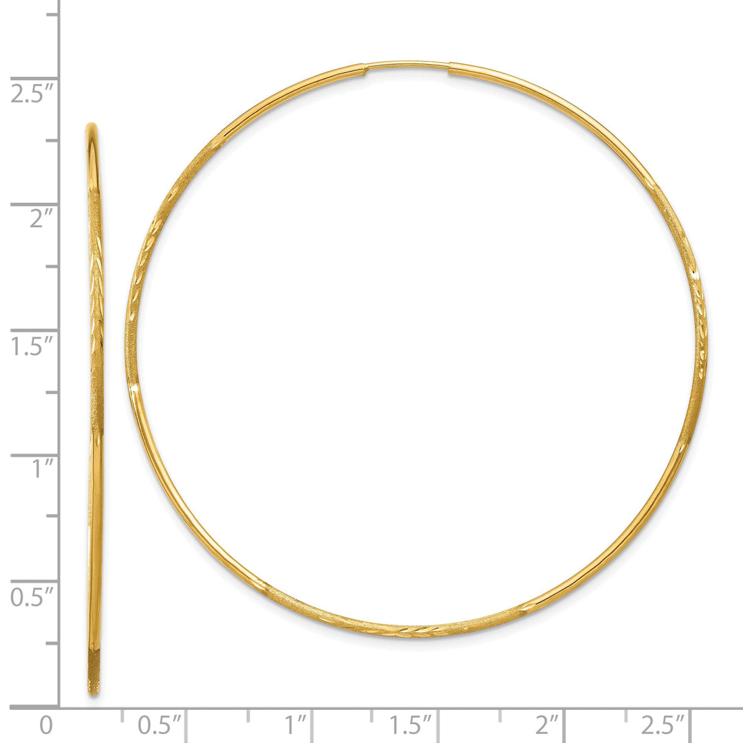 14k Yellow Gold Satin D.C Endless Hoops 1.25mm x 58mm