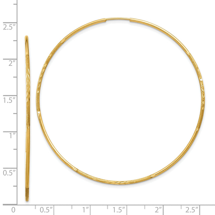 14k Yellow Gold Satin D.C Endless Hoops 1.25mm x 58mm