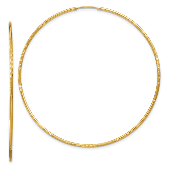 14k Yellow Gold Satin D.C Endless Hoops 1.25mm x 58mm