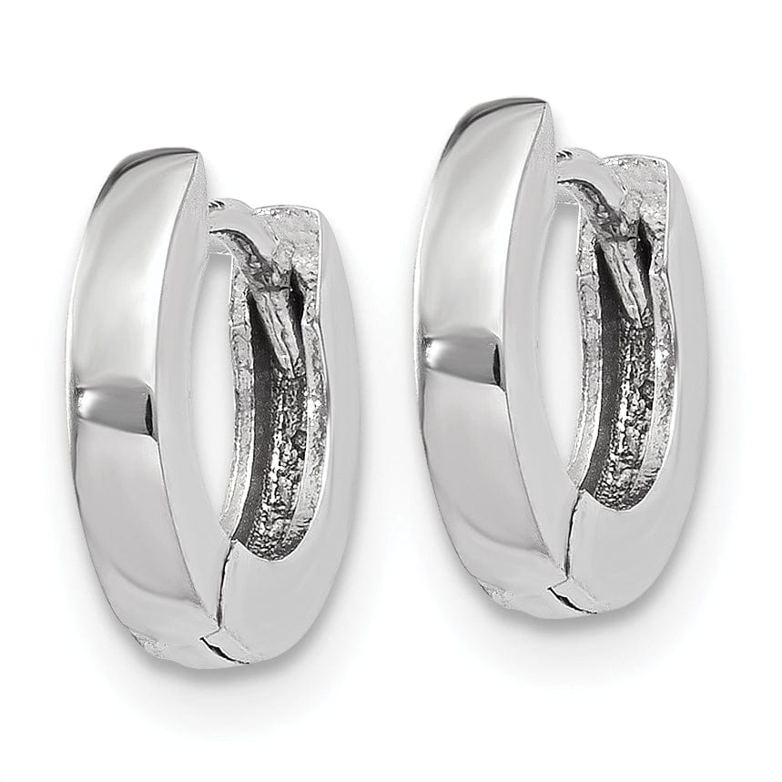 14k White Gold Polished Hinged Hoop Earrings