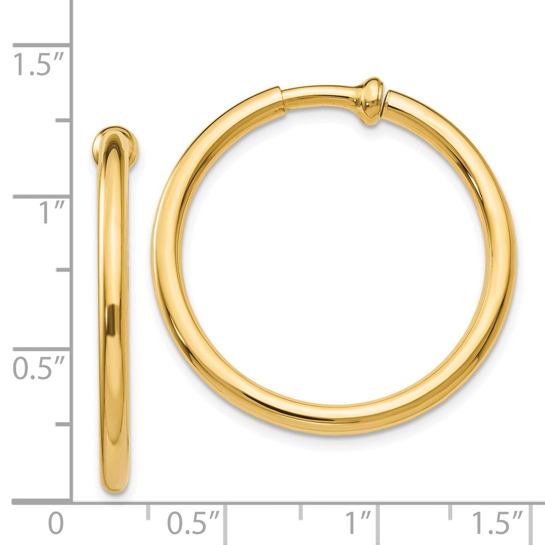 14k Yellow Gold Non-Pierced Hoops Earrings