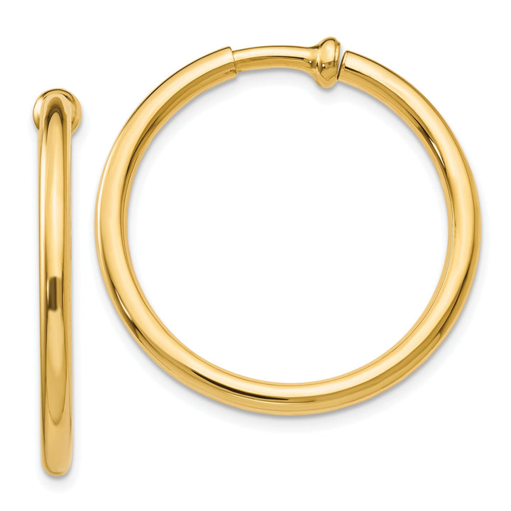 14k Yellow Gold Non-Pierced Hoops Earrings