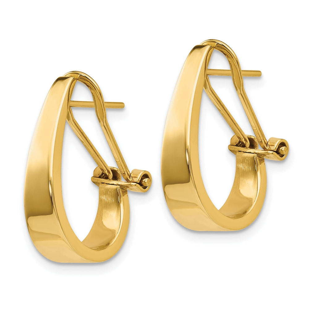 14k Yellow Gold J-Hoop Omega Back Post Earrings