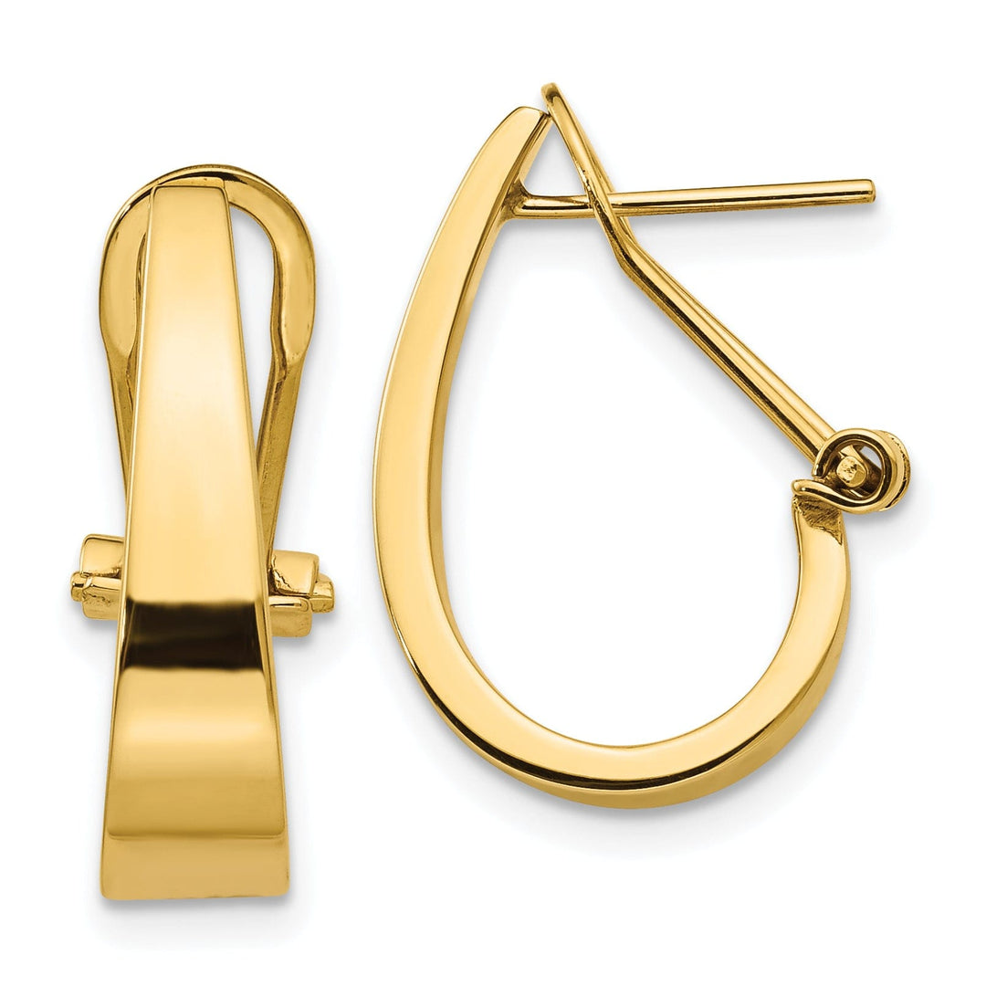 14k Yellow Gold J-Hoop Omega Back Post Earrings