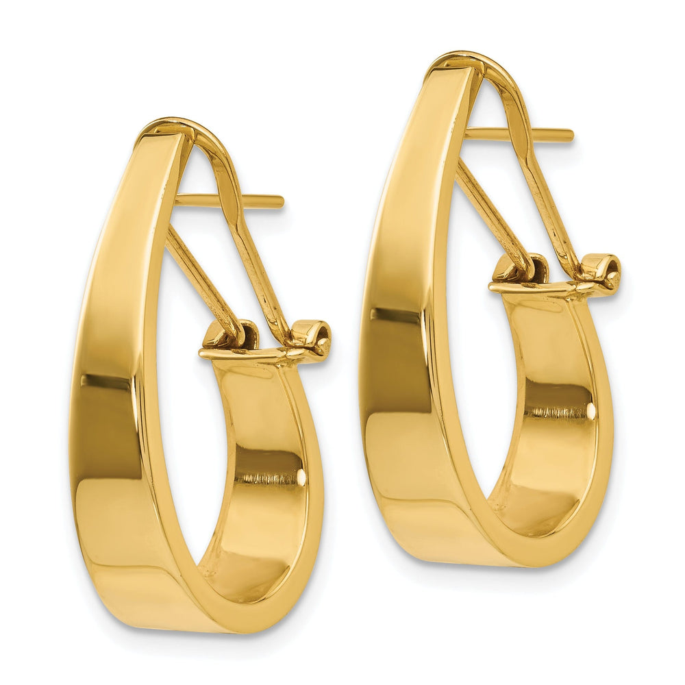 14k Yellow Gold J-Hoop Omega Back Post Earrings