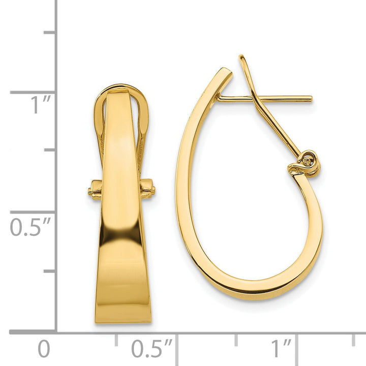 14k Yellow Gold J-Hoop Omega Back Post Earrings