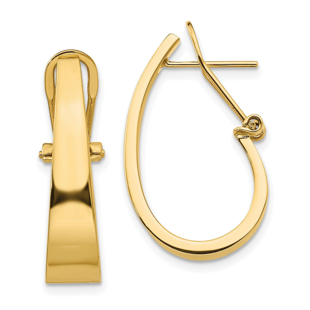 14k Yellow Gold J-Hoop Omega Back Post Earrings