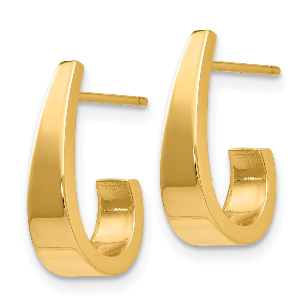 14k Yellow Gold Polished J Hoop Earrings