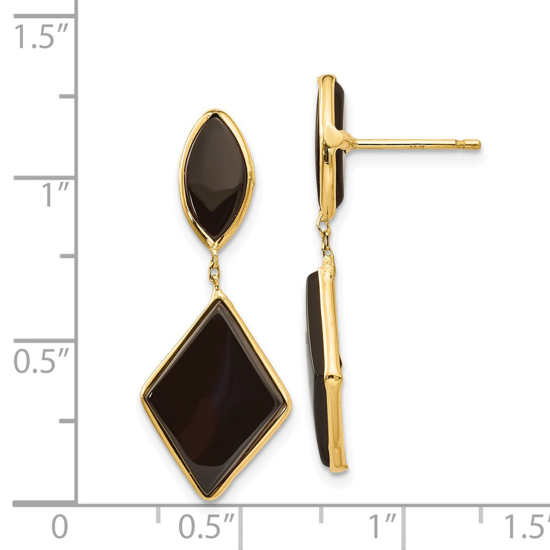 14k Yellow Gold Onyx Dangle Post Earrings