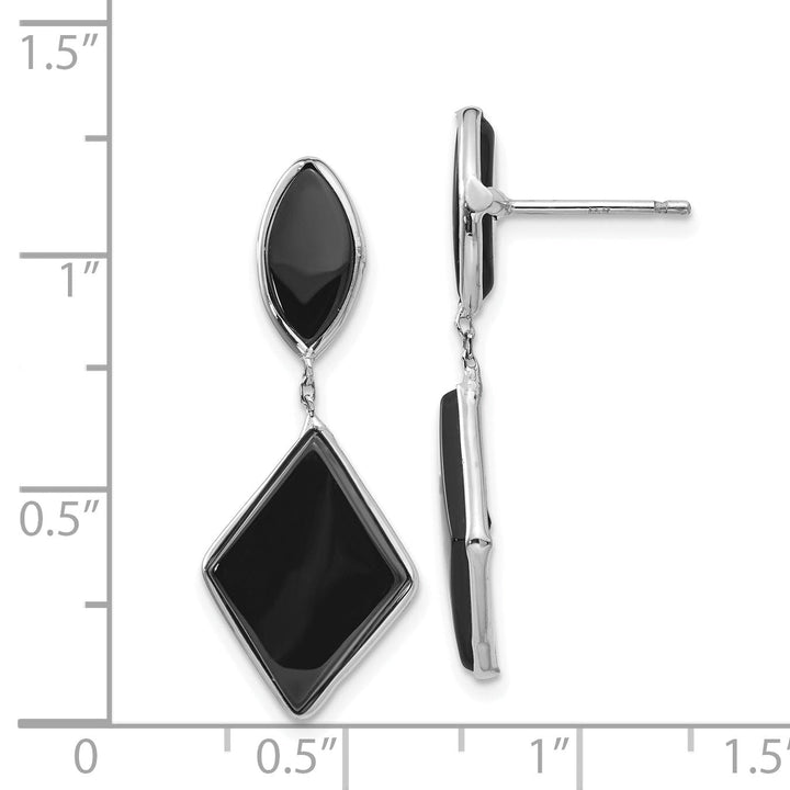 14k White Gold Polished Onyx Post Earrings