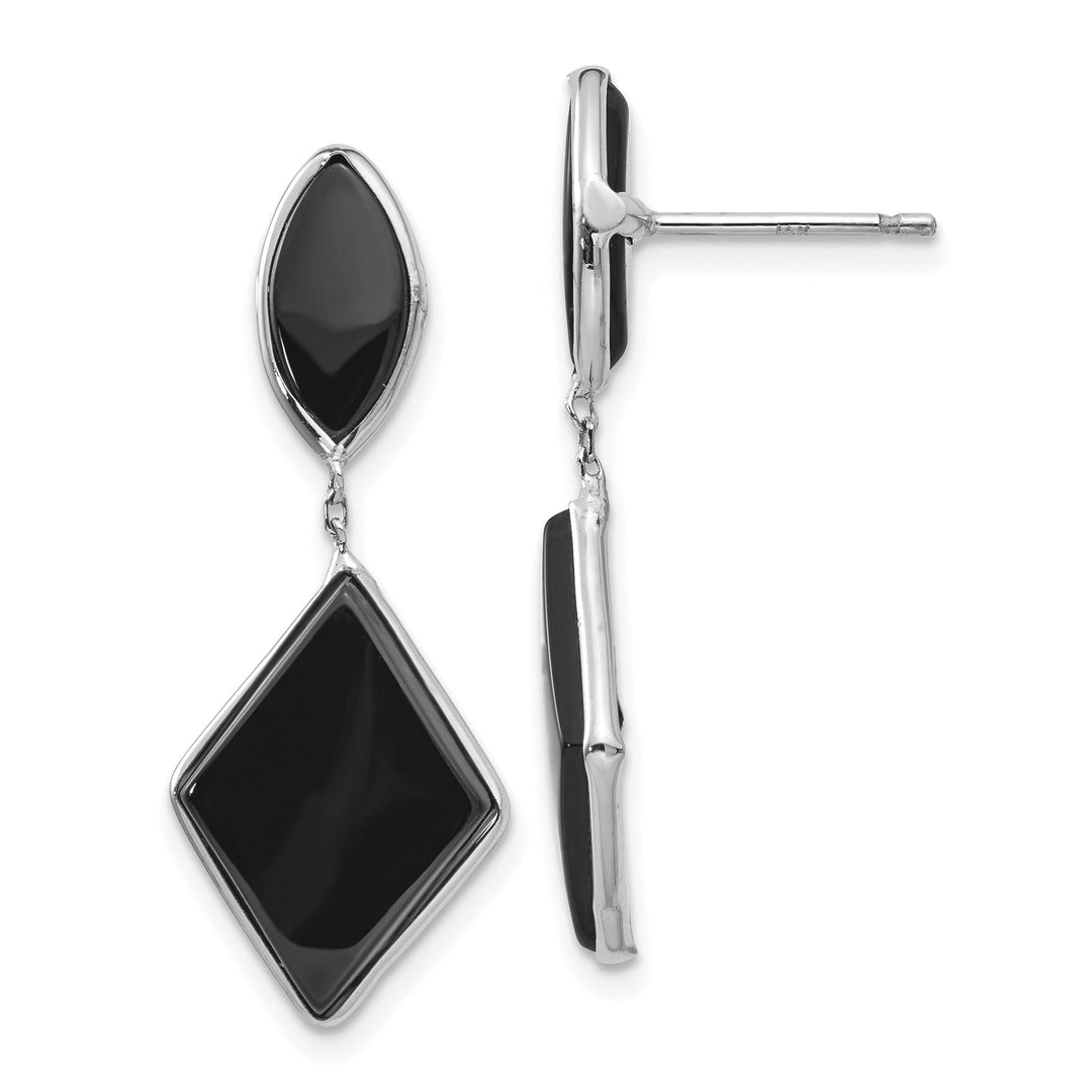 14k White Gold Polished Onyx Post Earrings