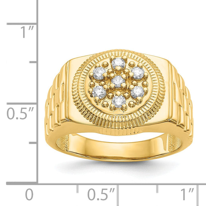 14k Yellow Gold Polished Men's 1/4ct. Diamond Ring