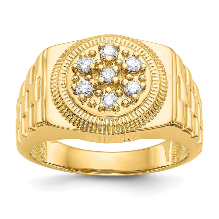 14k Yellow Gold Polished Men's 1/4ct. Diamond Ring