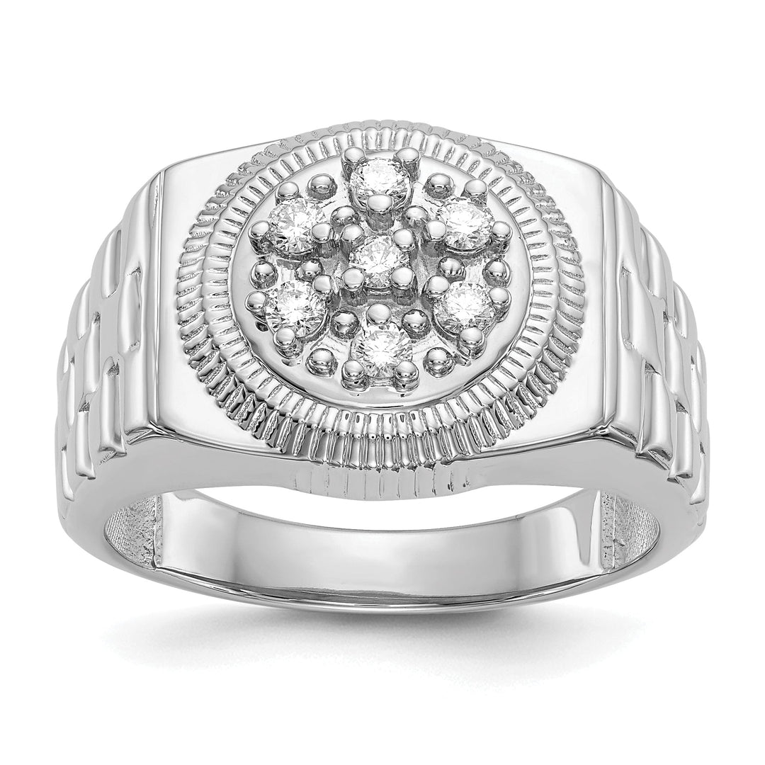 14k White Gold Polished Men's Diamond Ring