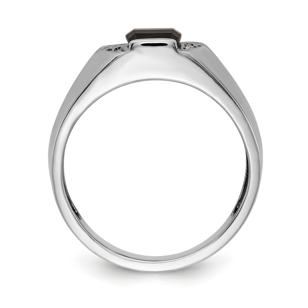 14k White Gold Polished Men's Onyx Diamond Ring