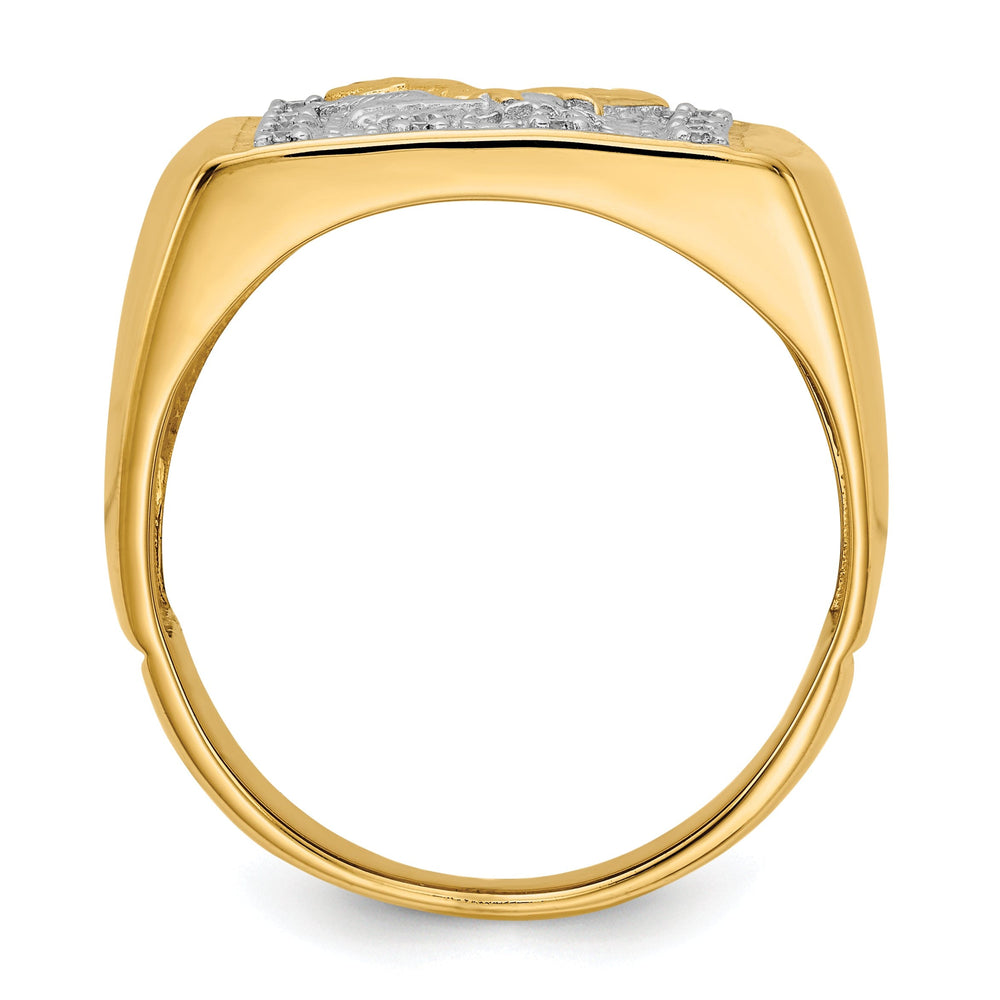 14k Yellow Rhodium Men's Eagle Diamond Ring