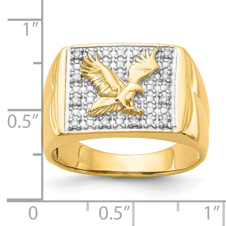 14k Yellow Rhodium Men's Eagle Diamond Ring