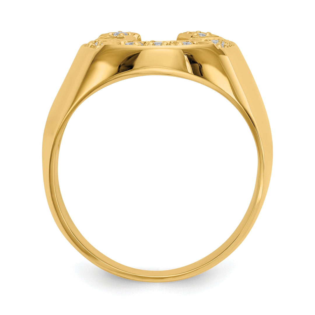 14k Yellow Gold Men's Diamond Horseshoe Ring