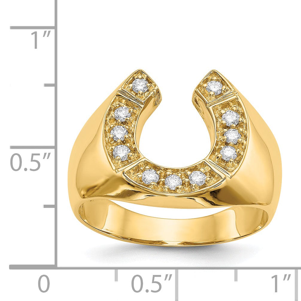 14k Yellow Gold Men's Diamond Horseshoe Ring