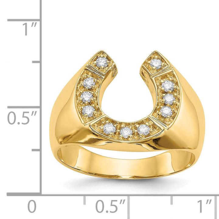 14k Yellow Gold Men's Diamond Horseshoe Ring